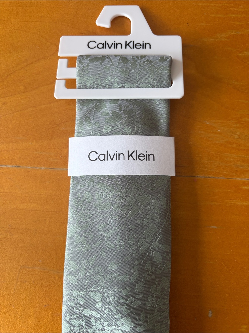 Calvin Klein Men's Light Green Floral Jacquard Tie